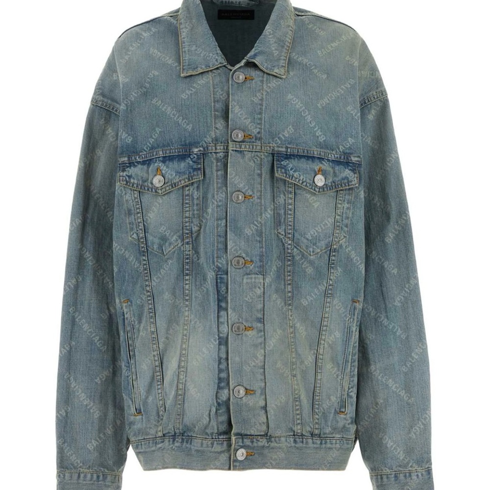 Balenciaga Unisex Light Blue Logo Denim Jacket